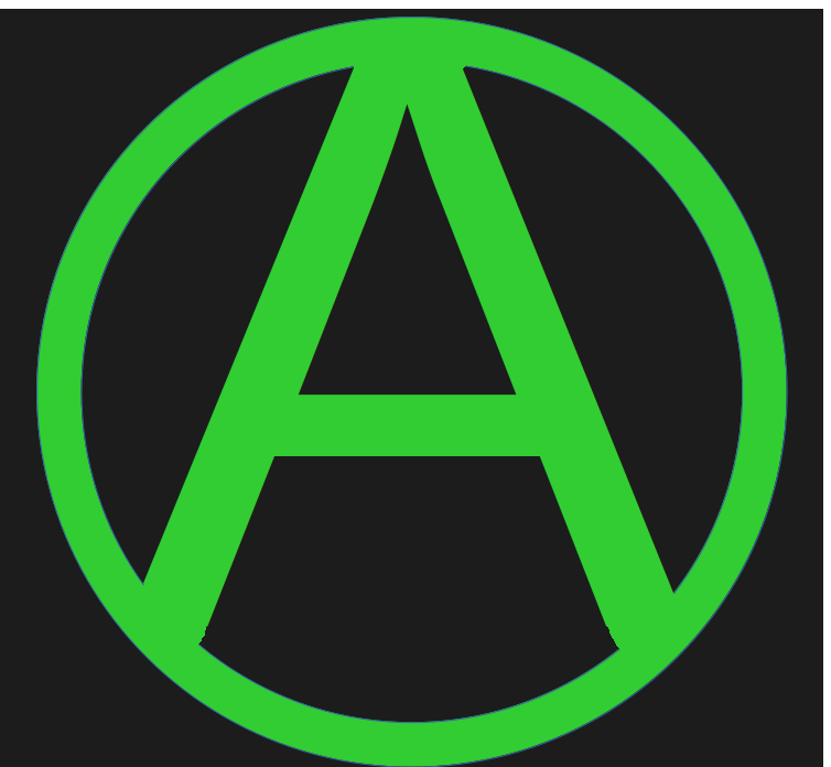 logo Anarchie vert sur noir